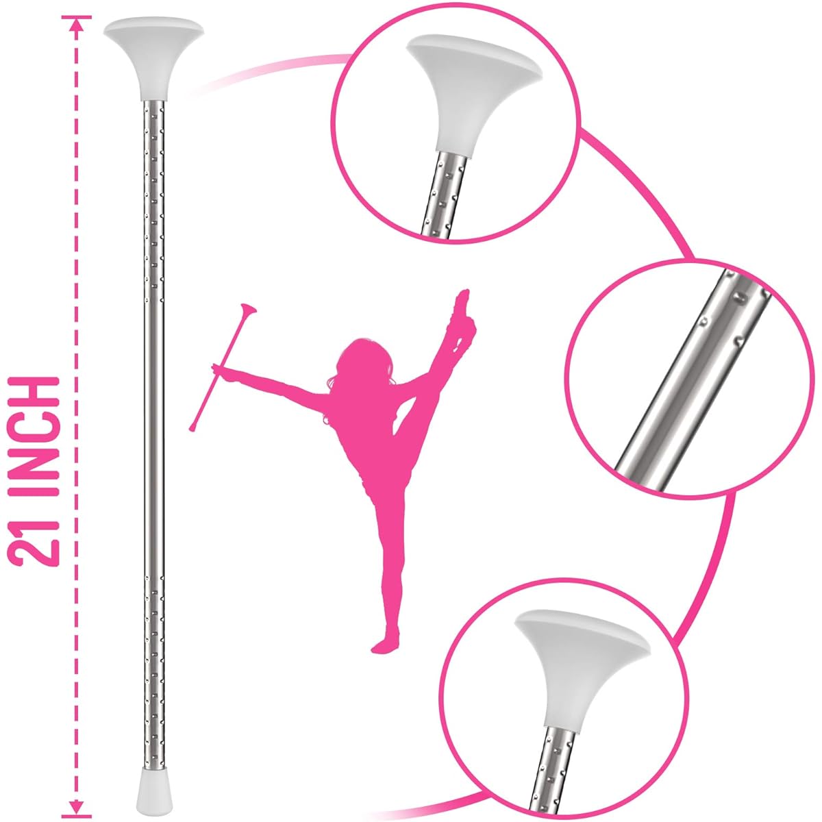 ABOAT 21" White Baton, Spinning Marching Baton, Mini Shaft Baton, Cheerleader Dance Baton (21" 2 Pack, White)