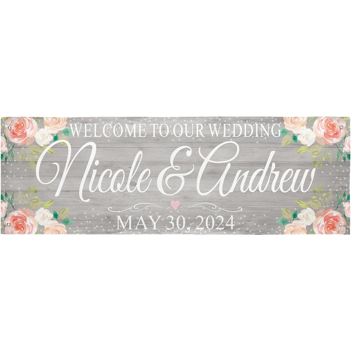 Let's Make Memories Rustic Floral Celebration Banner with Name - Rustic Farmhouse Style - Indoor/Outdoor - 6 Foot Gray Customized Banner