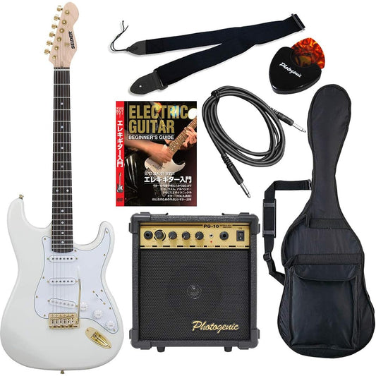 SELDER Electric Guitar Stratocaster Type Sakura Musical Instruments Original STG-18/WH Beginner 7-piece Set
