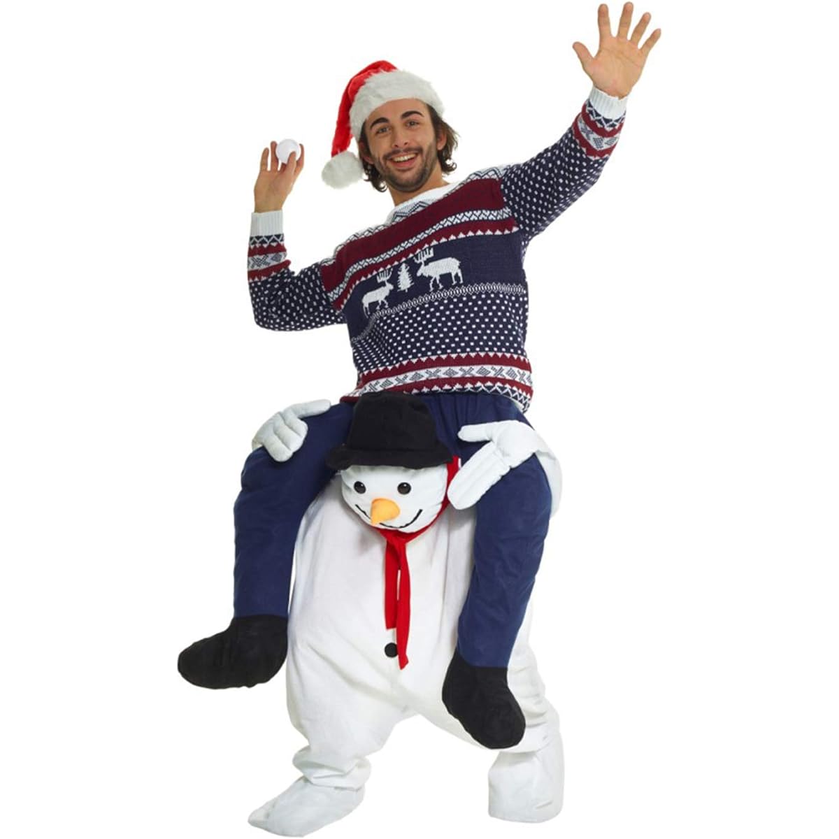 (Snowman) - Unisex Snowman Fancy Dress Piggyback Costume - With Stuff Your Own Legs