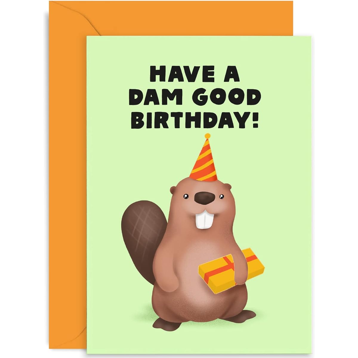 Old English Co. Funny Birthday Card for Him or Her - 'Dam Good Birthday' Beaver Pun Happy Birthday Greeting Card for Boyfriend, Girlfriend, Brother, Sister | Blank Inside with Envelope