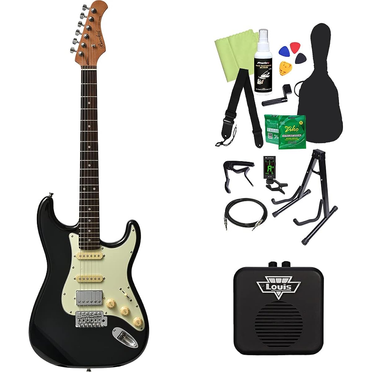 Bacchus BST-2-RSM/R Electric Guitar Beginner 14-piece Set [With Mini Amp] PTL-SOB Stratocaster Type Bacchus