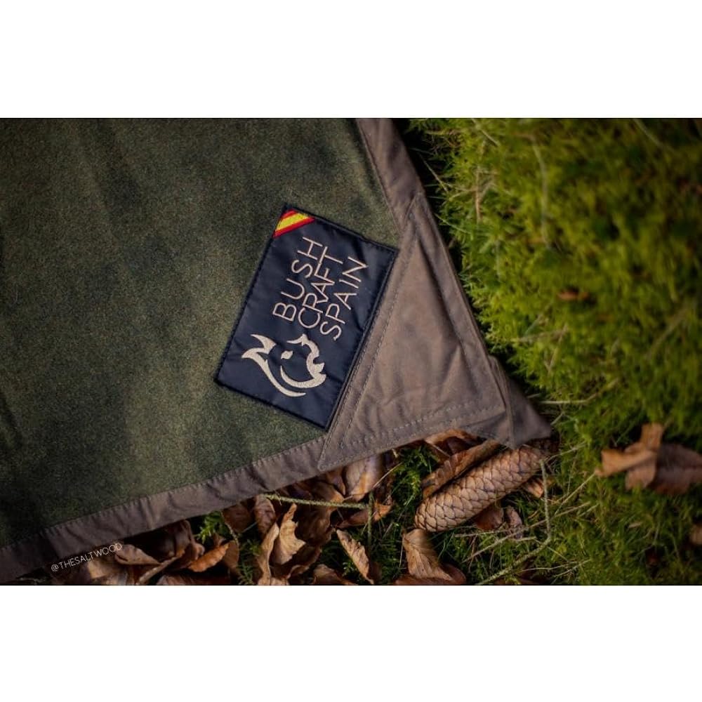 [Bushcraft Spain] Oilskin & Wool Ground Sheet Brown/Green 2x1.5m Bushcraft Spain Military Curtain Tarp Leisure Sheet