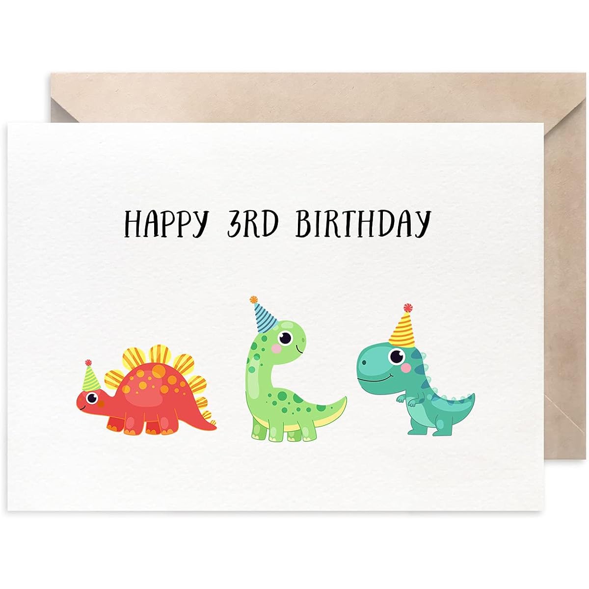 Dinosaur 3rd Birthday Card Boy Girl Kids Birthday Card Son Grandson Nephew Daughter Granddaughter