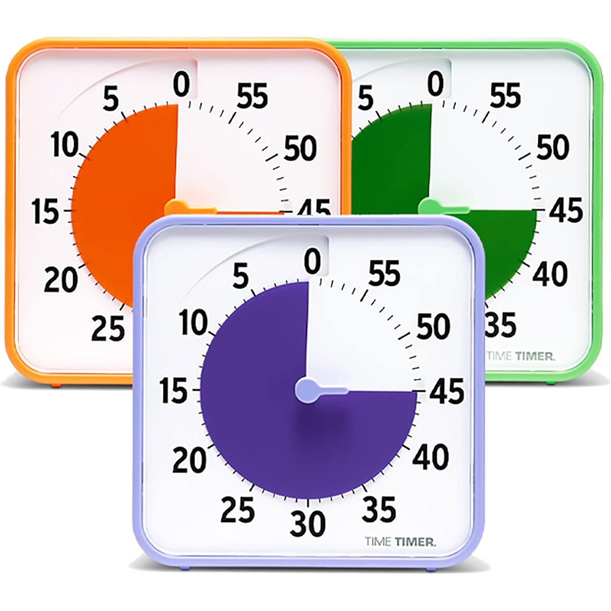 [Genuine Product] TIME TIMER 19cm 60 Minute Classroom Use 3-Piece Set (Orange, Green, Purple) TT08B-SEC3-W Time Management