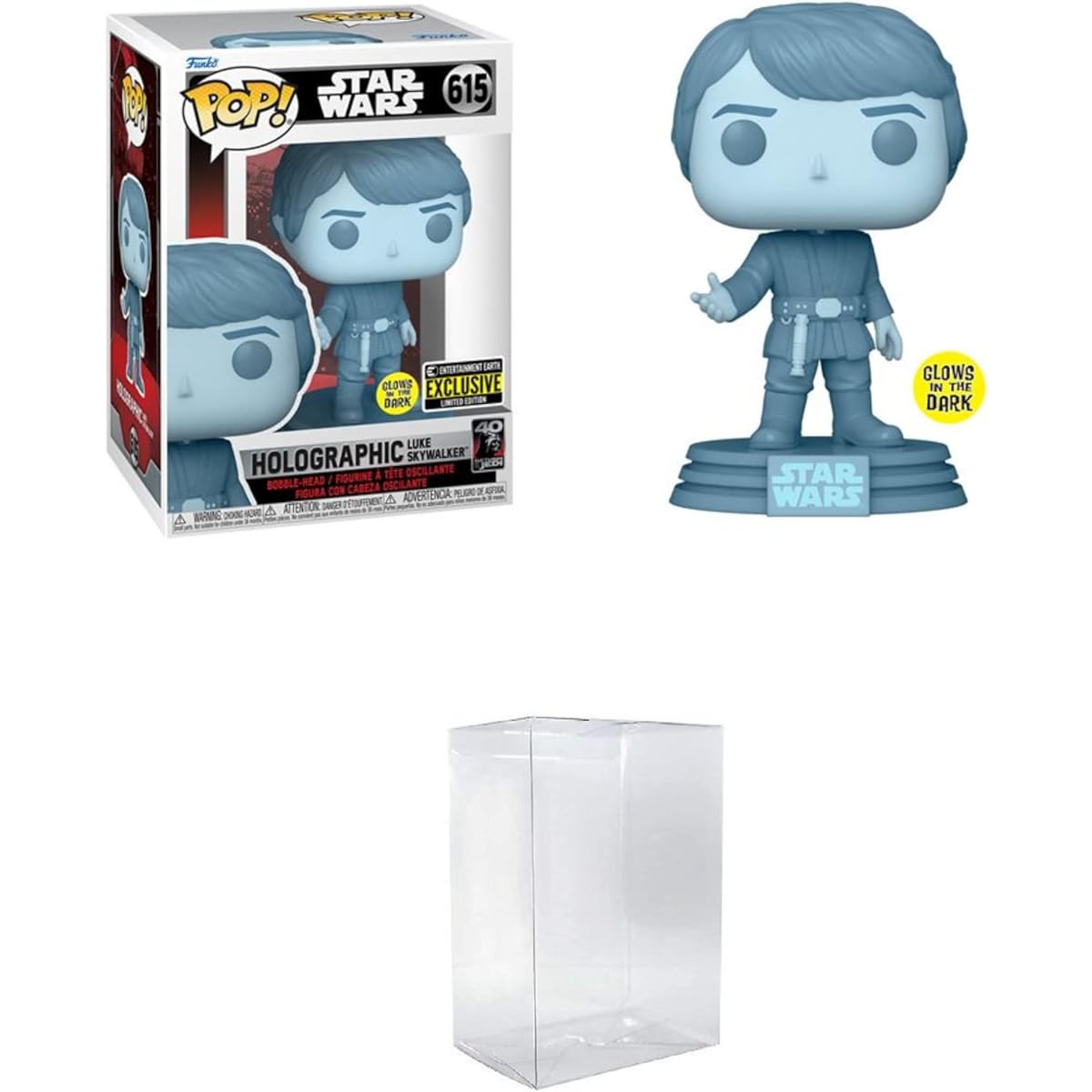 Funko POP! Star Wars: Return of the Jedi 40th Holographic Luke Glow in the Dark Pop! Vinyl Figure - Entertainment Earth Exclusive Includes Byron's Attic Pop Protector