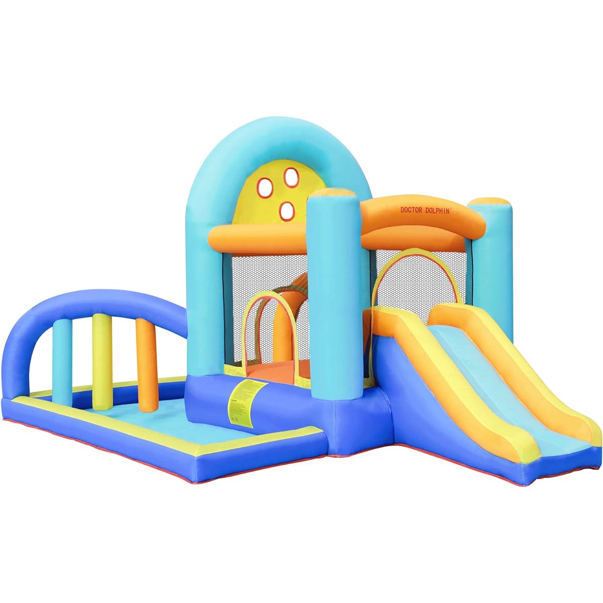Doctor Dophin Inflatable Bounce House with Blower 5-in-1 Structure for Kids Outdoor Garden