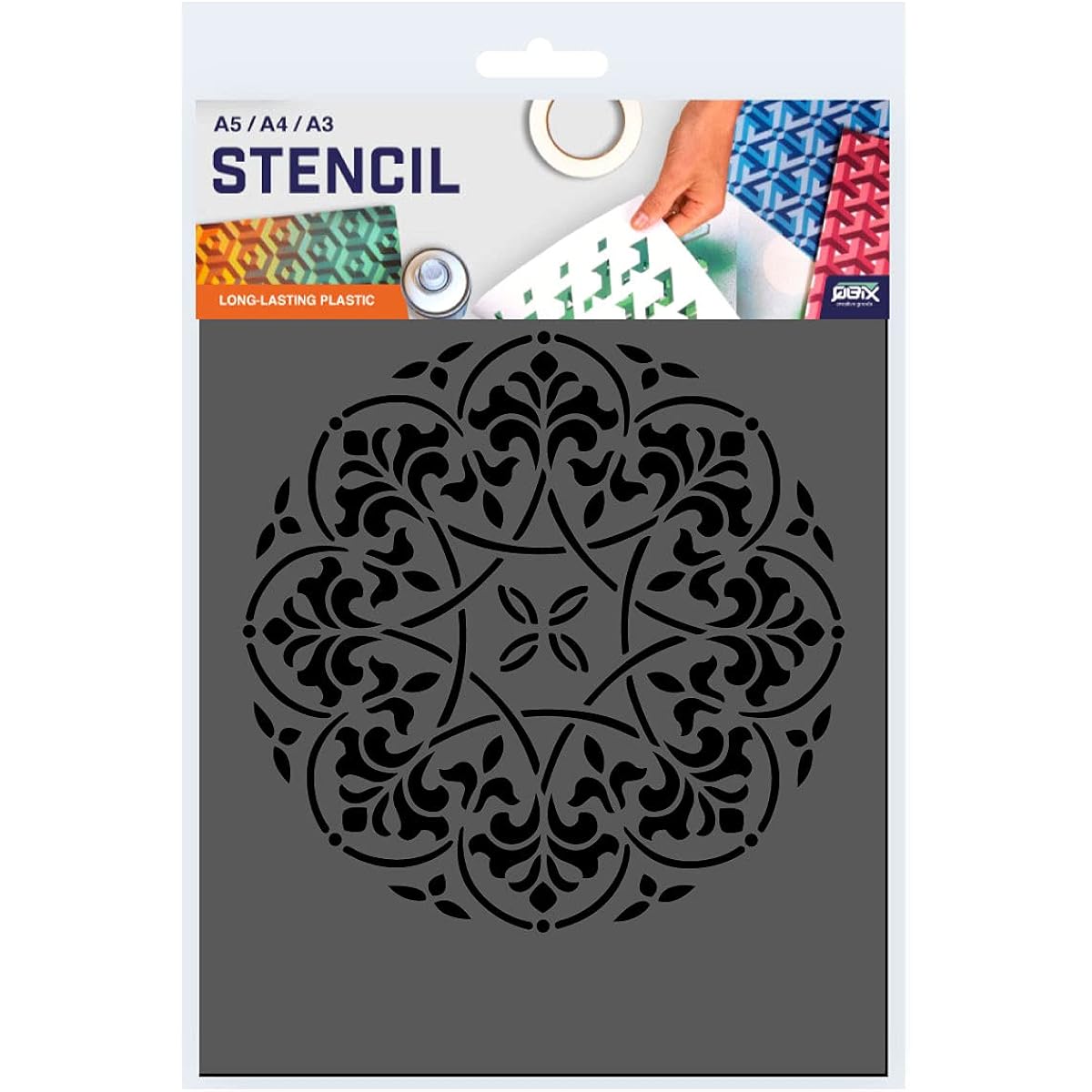 Mandala Stencil - Card or Plastic - A3 16.5 x 11.7 Inch - Mandala Ø 10 Inch - Reusable Kid Friendly Stencil - Painting Craft Cake Window Wall Furniture Stencil a3_mandala_10