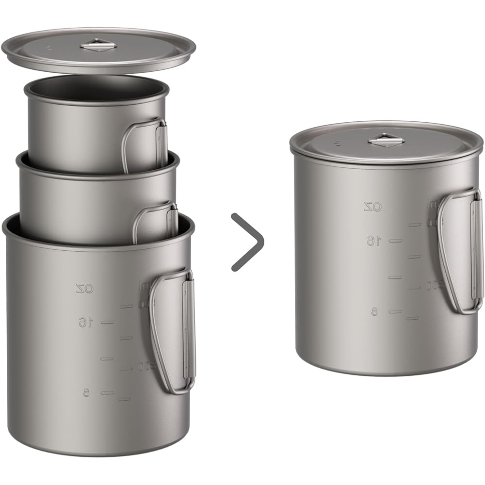 Titanium camping mug with lid 450ml