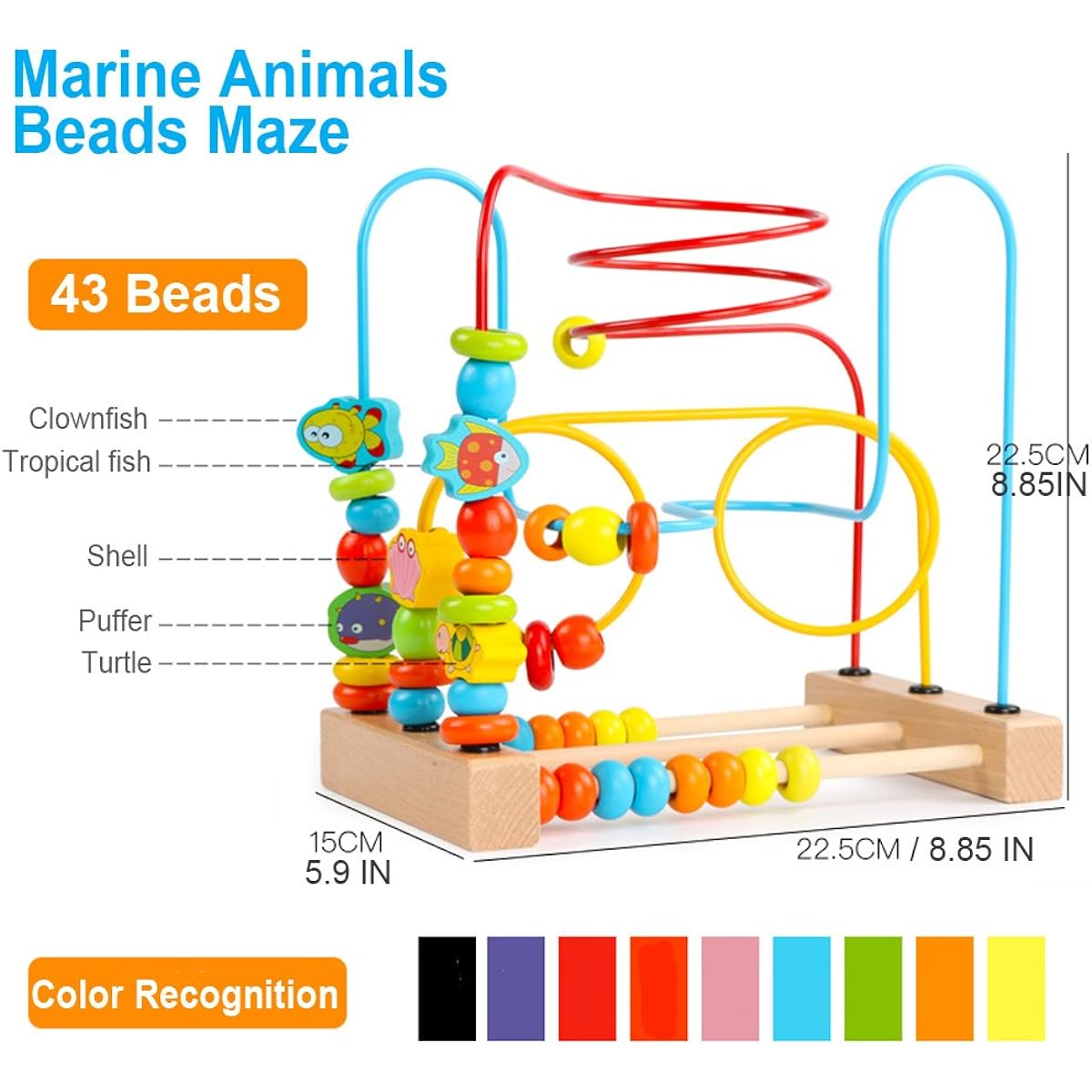 Timy First Bead Maze Roller Coaster Wooden Educational Circle Toy for Toddlers