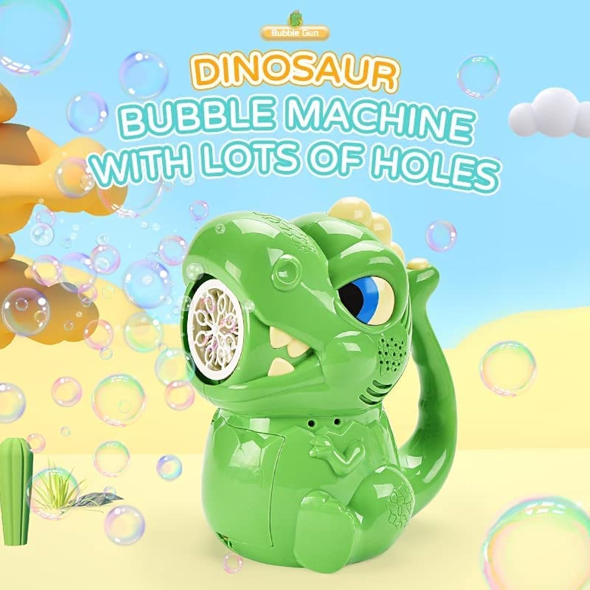 Bubble Machine for Kids, Electric Multi-Hole Automatic Dinosaur Bubble Machine Summer Outdoor Dinosaur Toy Bubble Machine for 3 4 5 6 Years Old Boys Girls Birthday Gift Present Green