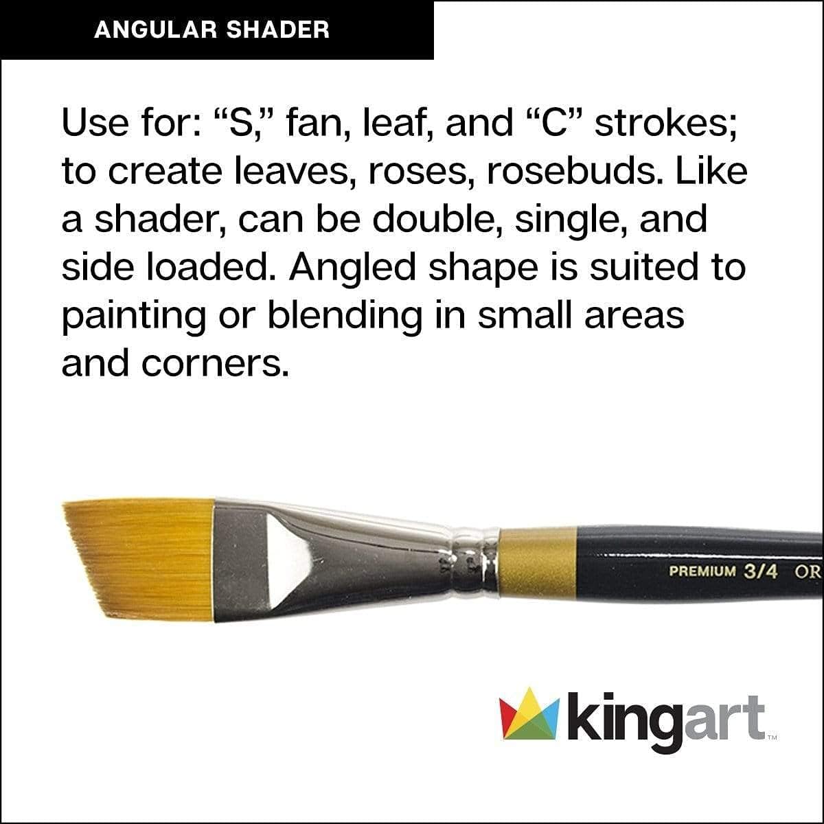 KINGART Original Gold 9400-1 1/2 Angle Series Paint Brush Premium Golden Taklon Multimedia Artist Brush