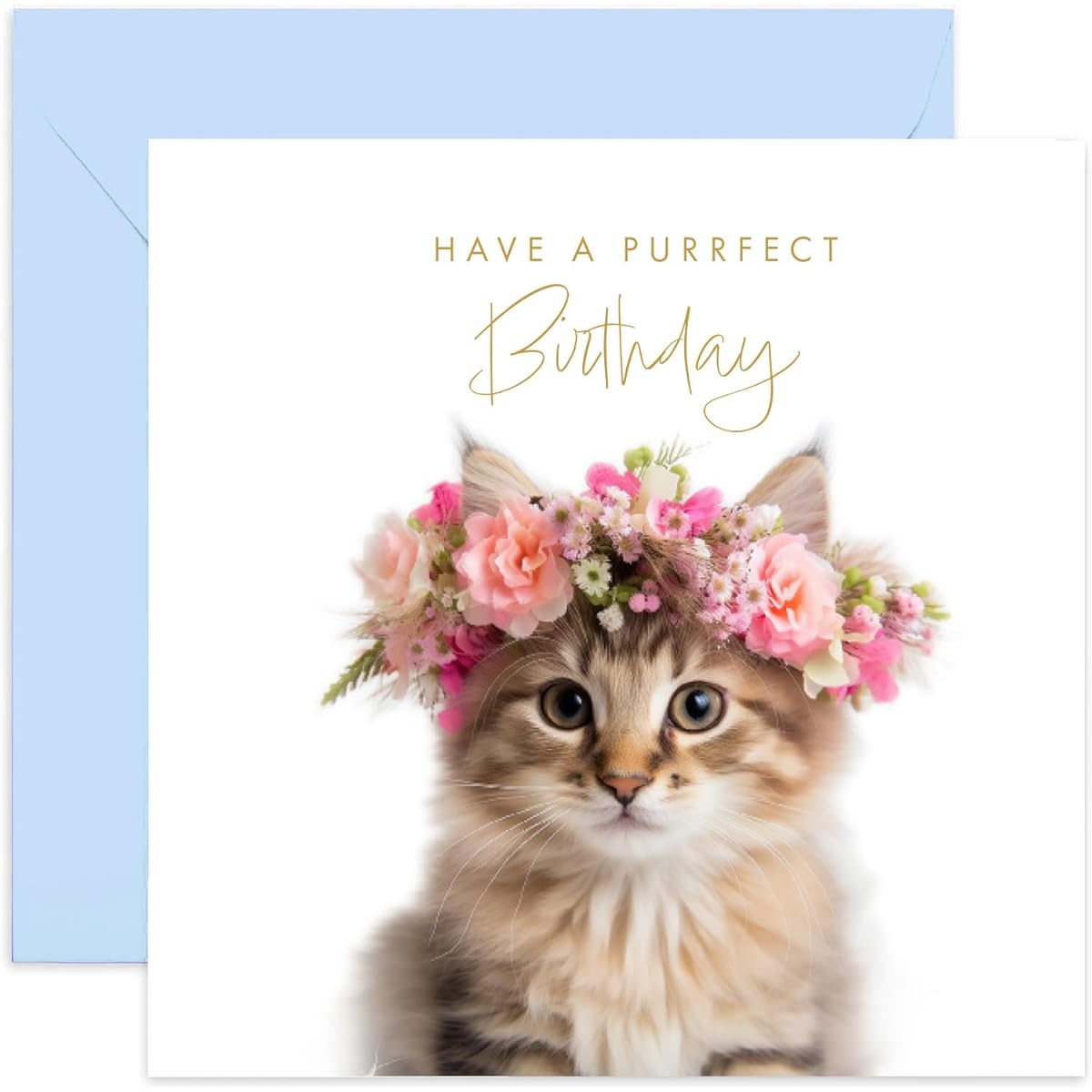 Old English Co. Cute Kitten Perfect Birthday Card for Women | Fun Cat Kitten Happy Birthday Greeting Card for Sister, Mom, Daughter | Blank Inside, Envelope Included