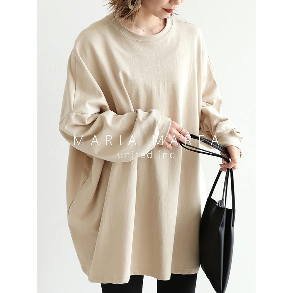 [MARIA MARFA] Women's Sweatshirt, Simple, Plain, Loose, Oversized, 3S-M09