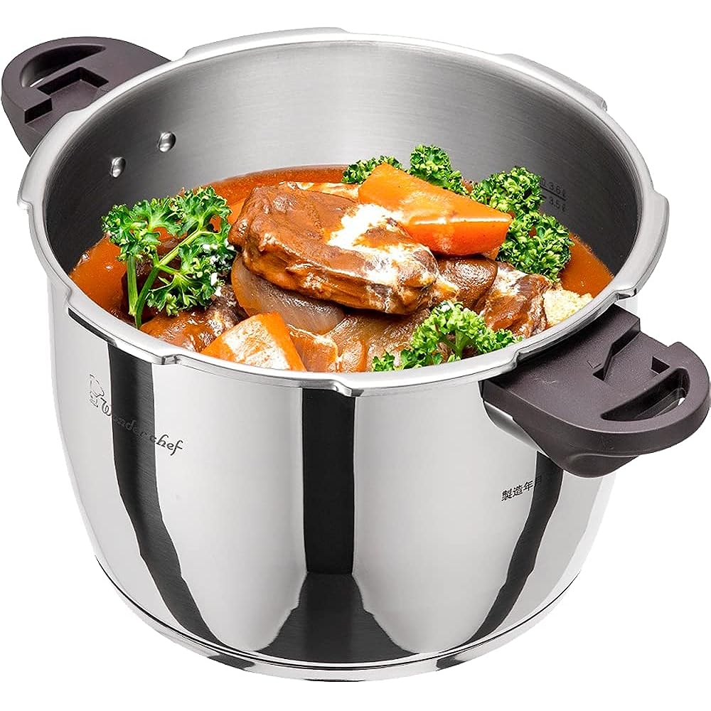 Wonder Chef Pressure Cooker 5.5L Magical Quick Cooking Two Hand Pressure Cooker ZQDA55 Silver Full Color Recipe Book Included