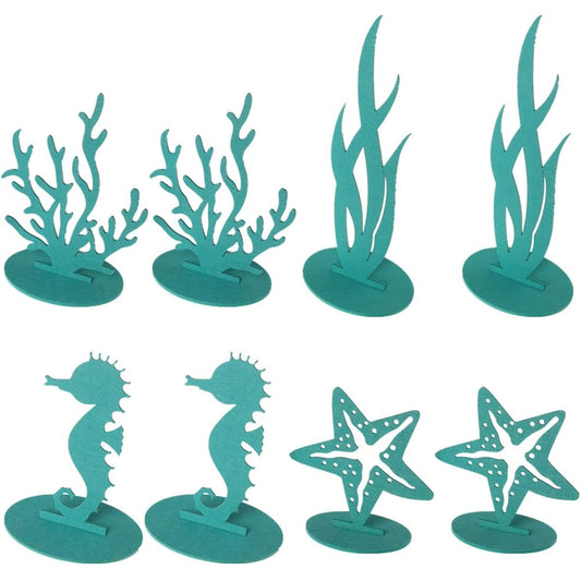 8 Pieces/Pack Green Mermaid Birthday Decorations Felt Table Centerpieces Under the Sea Party Decorations Supplies for Ocean Theme Little Mermaid Birthday Party Baby Shower