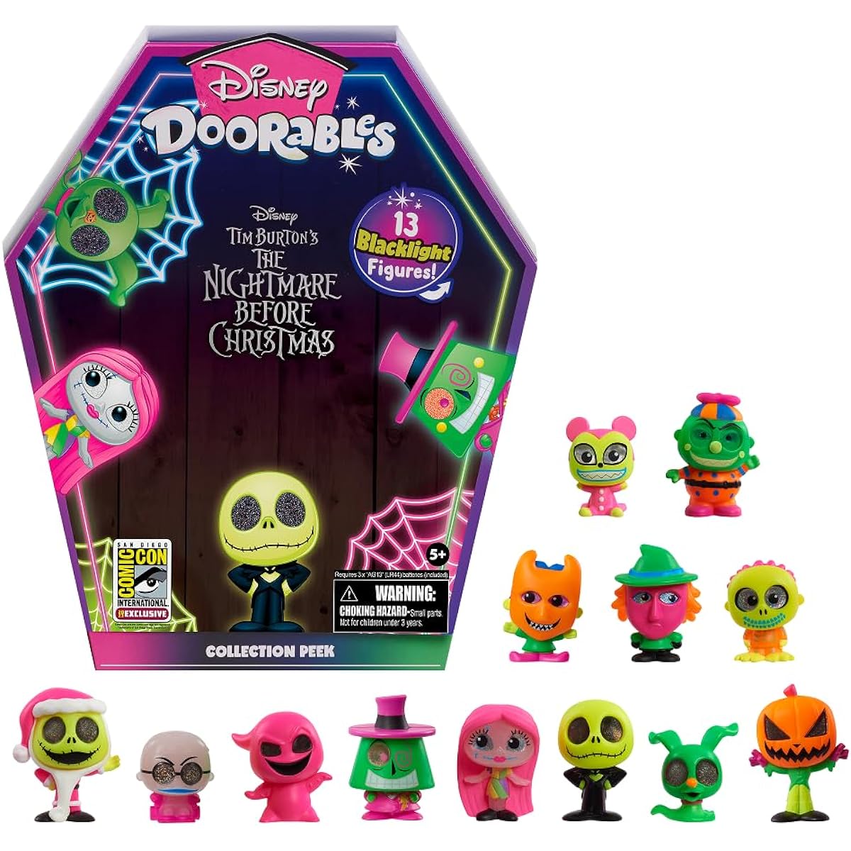 Disney Doorables Collection Peek Nightmare Before Christmas Exclusive Mystery Figures 13-Pack [Blacklight Series]