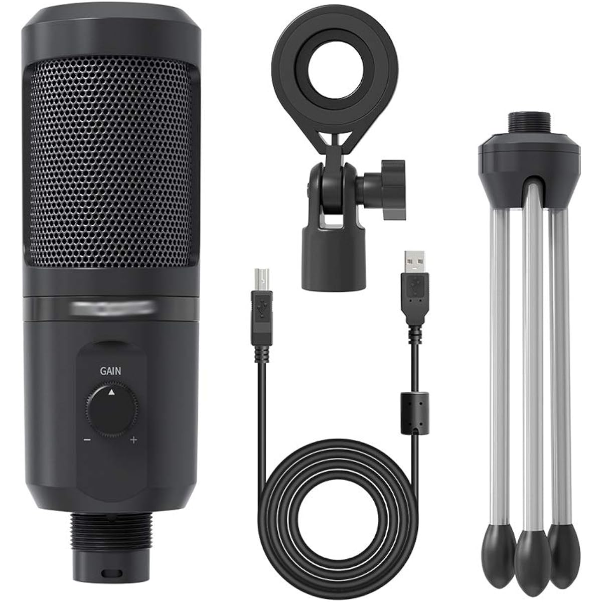 Microphone USB Microphone Condenser Recording PC Microphone for Online Education Meeting Live Streaming Gaming with Tripod Stand