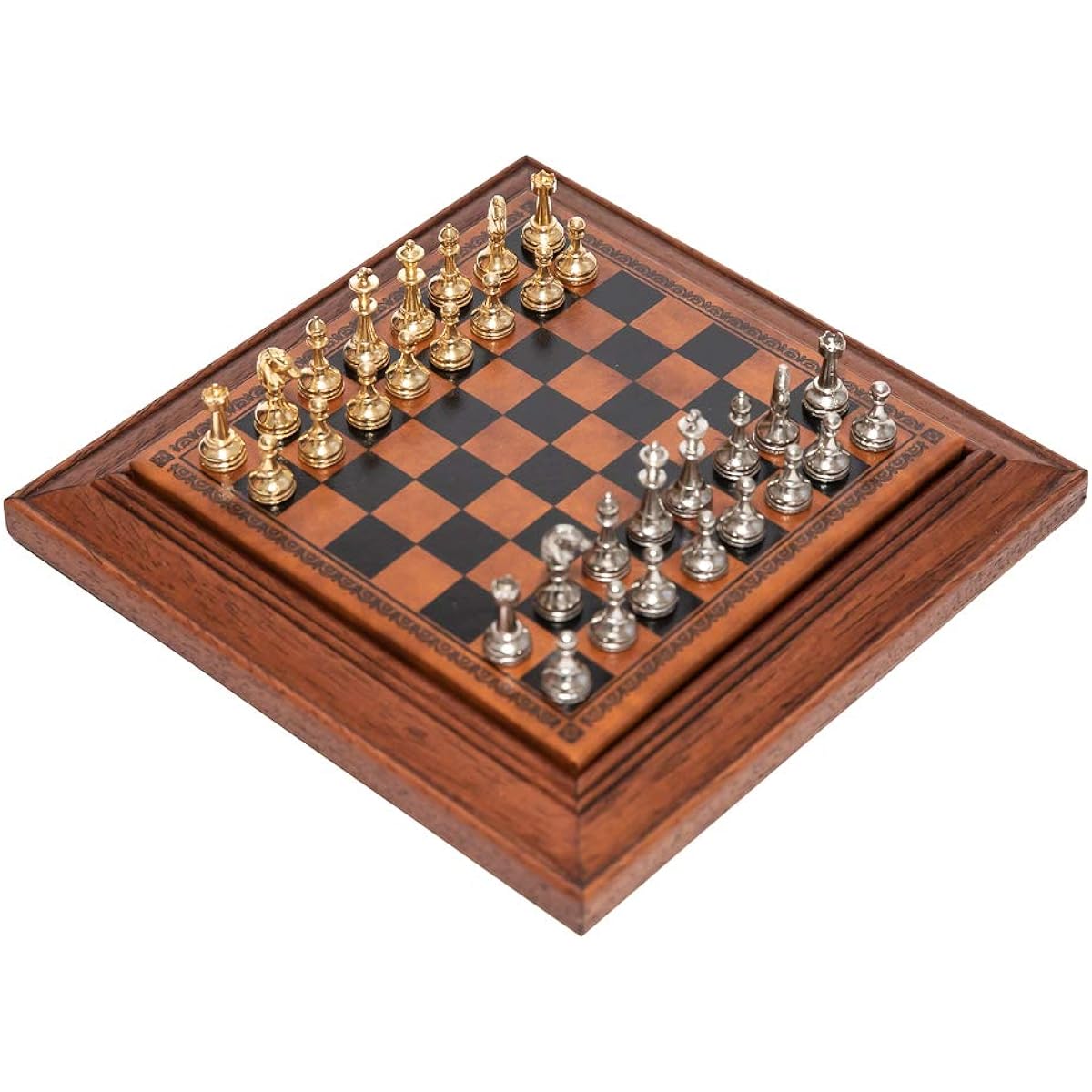 Bello Collezioni - Little Italy Magnetic Mini Chess Set with 24K Gold & Silver Plated Chessmen Made in Italy