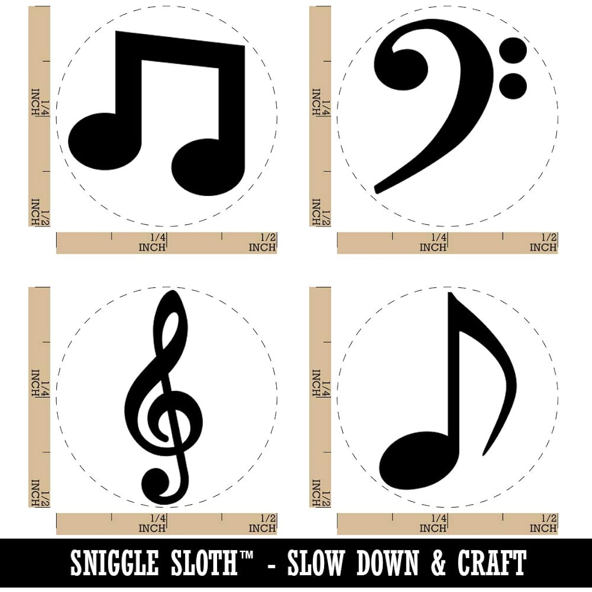 Musical Note Treble Clef 8th Symbol Rubber Stamp Set for Stamp Craft Planner 1/2 Inch Mini