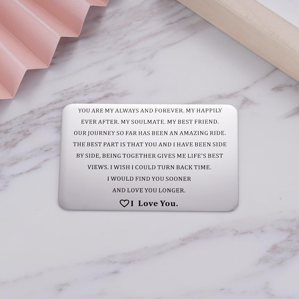 Aesnefe Anniversary Card Ideas Wallet Card Love Note Long Distance Relationship Gift Valentine's Day Gift for Boyfriend Husband, Metal, Unknown