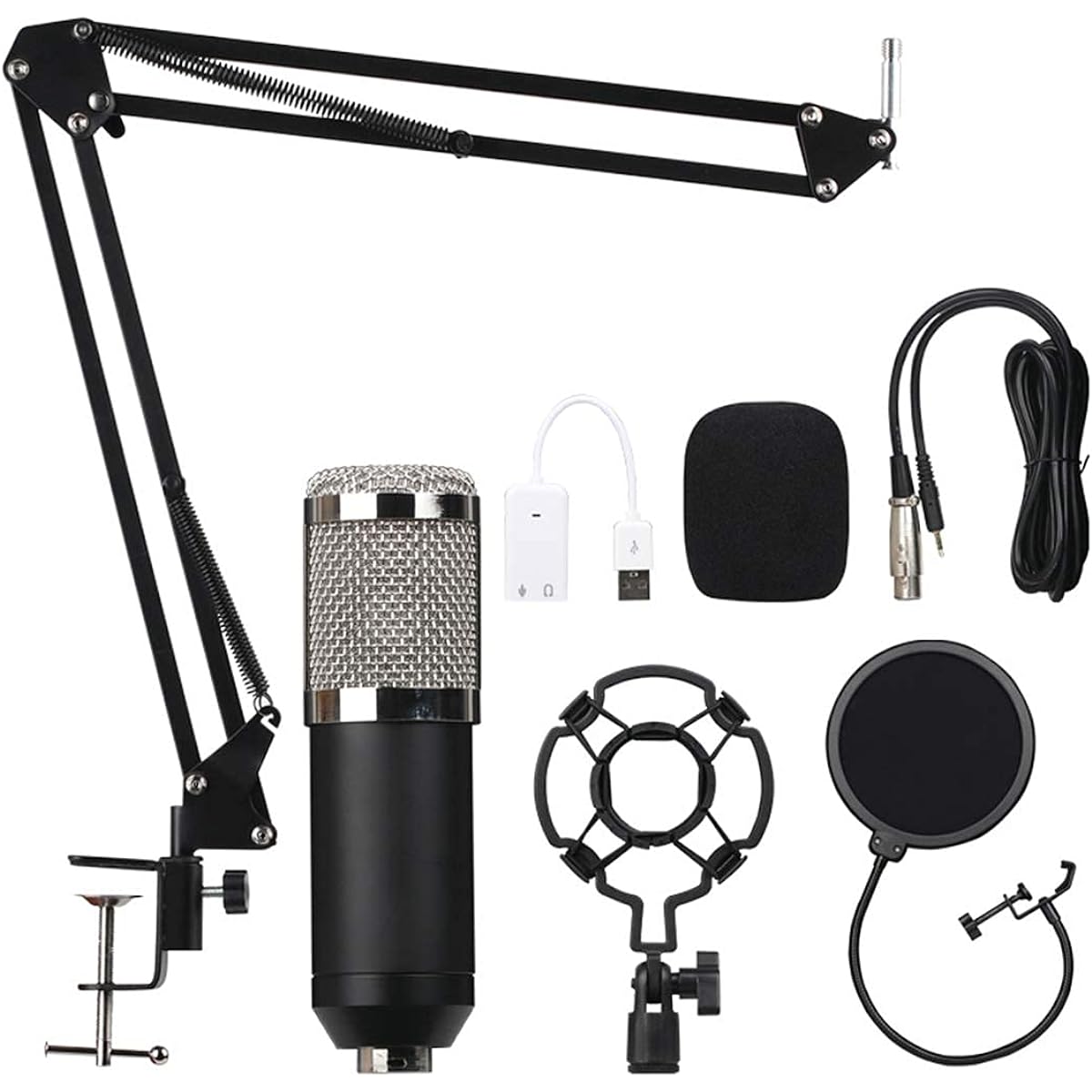 Condenser Microphone Recording Microphone Karaoke Microphone Set Microphone with Stand for Computer Vocal Microphone