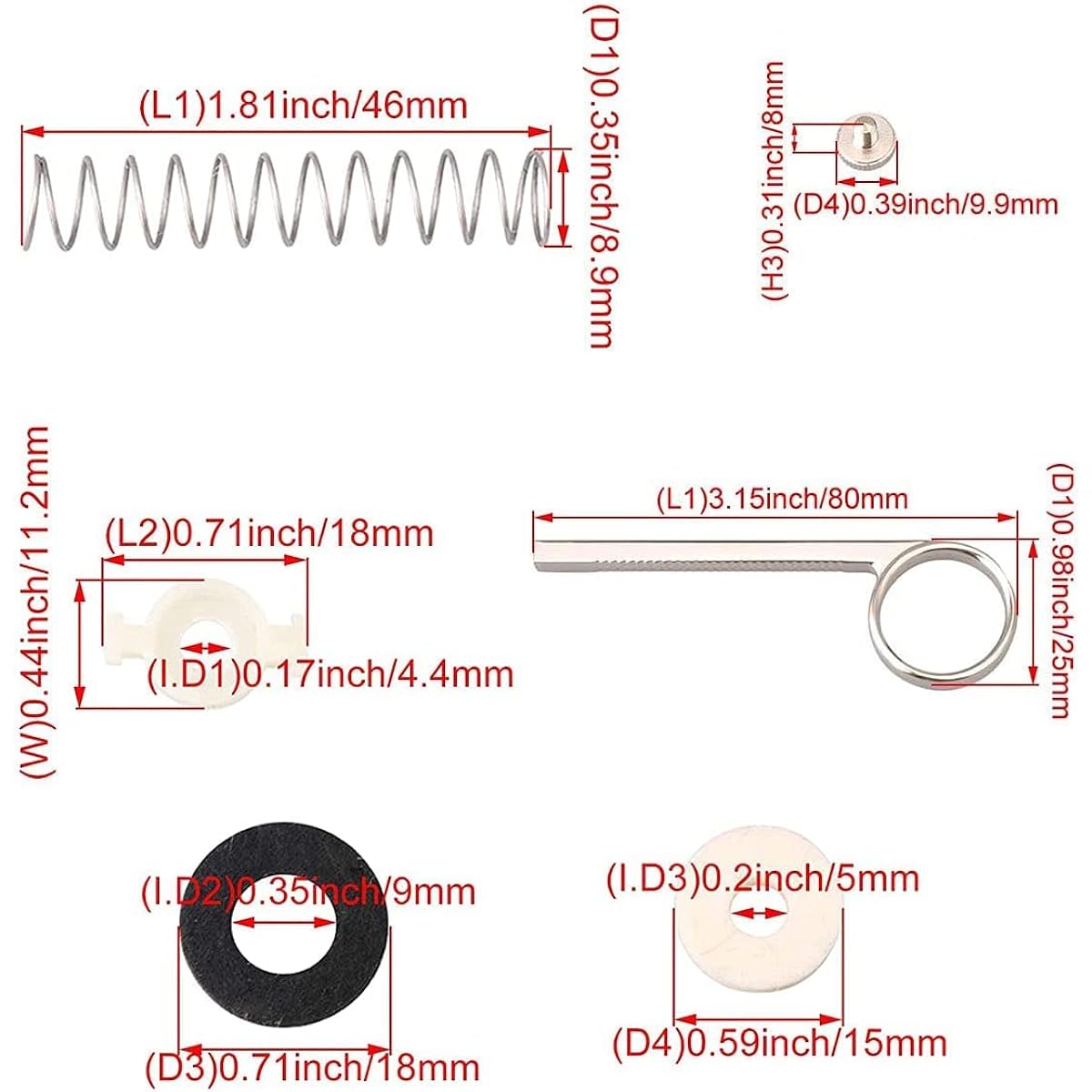 TUOREN Trumpet Valve Repair Kit with Piston Guide Spring Felt Washer Water Key Spit Valve Cork Pad Musical Instrument Accessories 28 Pieces