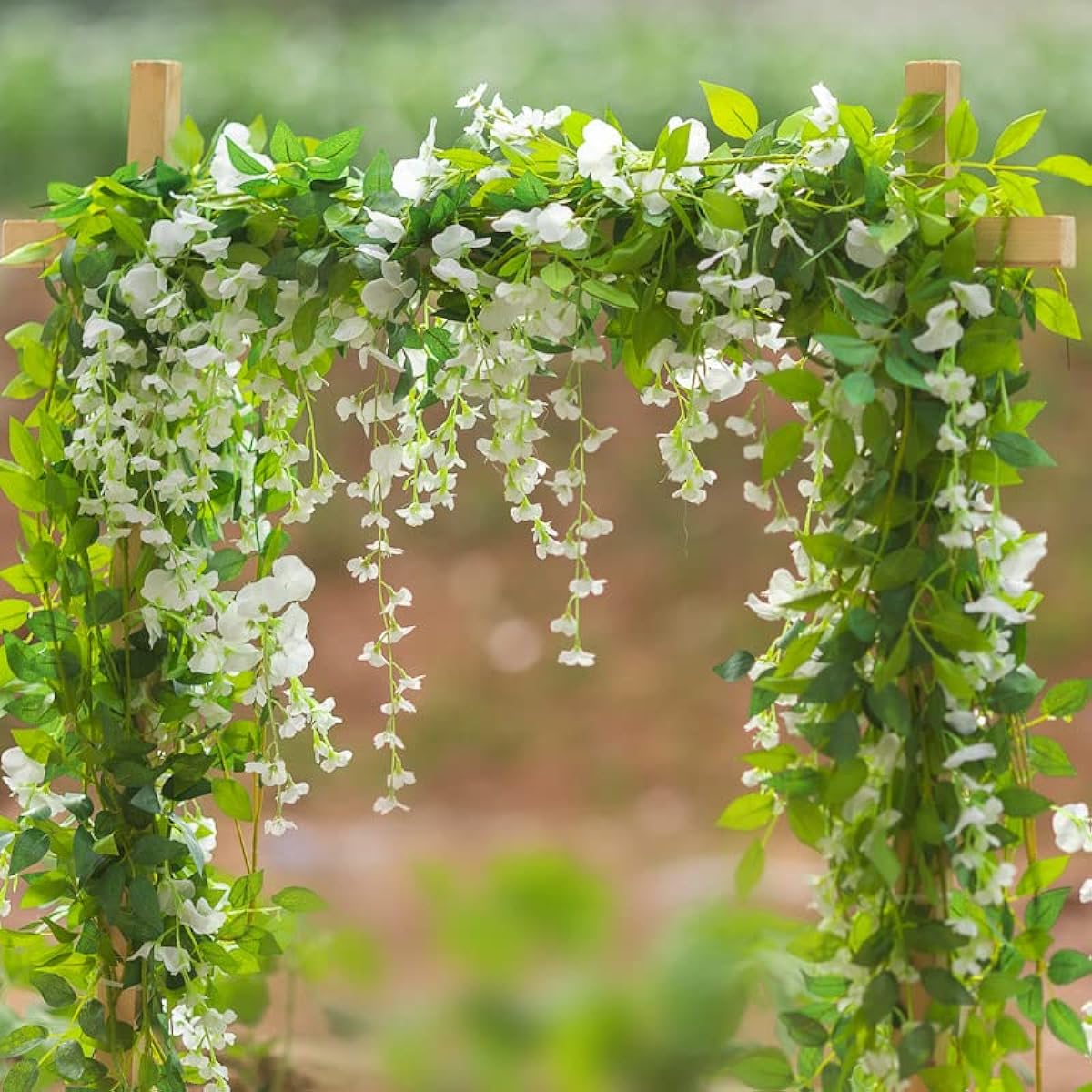 KAHAUL 4pcs 28ft Pink Wisteria Hanging Flower Garland Green Decorative Artificial Flower Wall Hanging Wedding Arch Silk Flower Vine Fake Hanging Leaf