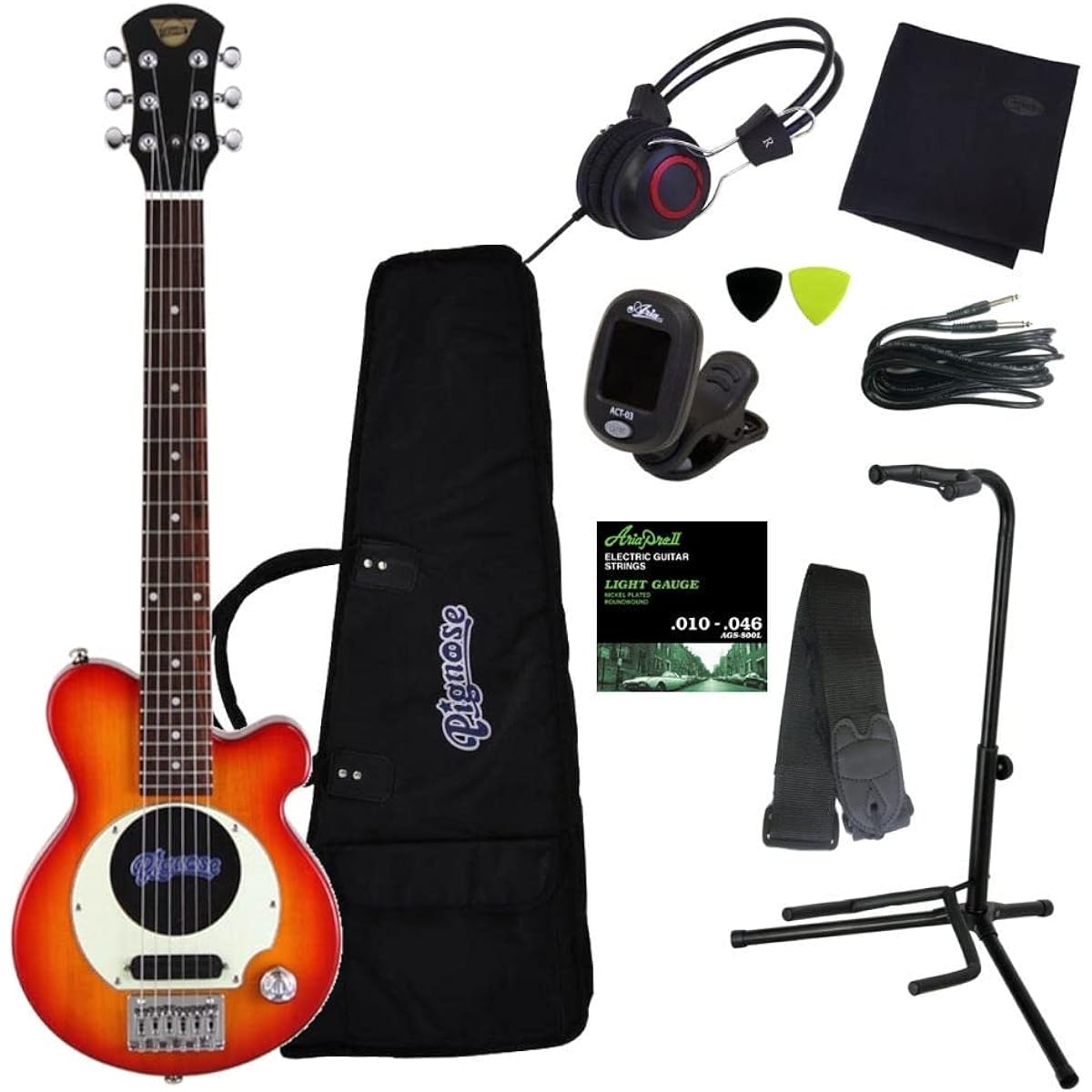 [Electric luxury 10-piece set] Pignose PGG-200 Mini guitar with built-in speaker/BK