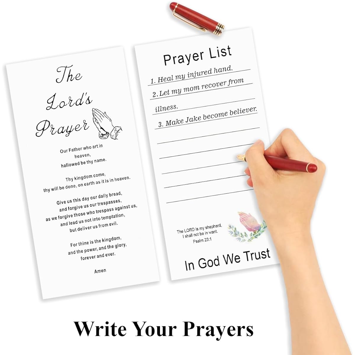 Faithful Grace Prayer Cards - 20 Prayer List Cards Assorted Bible Verses Lord's Prayer Cards Religious Christian Gifts for Women Men Children