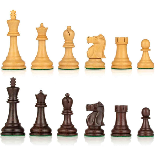 3.75" 1972 Fischer Spassky Chess Pieces Only Set - Double Weight Boxwood (Rosewood & Boxwood)