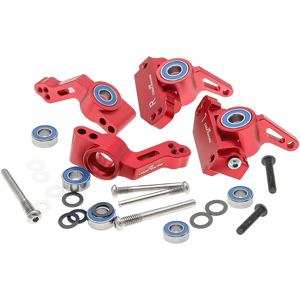 CODA RACING RC Alloy Caster Block & Steering Block & Rear Stub Axle Carrier for Traxxas 1/10 2WD Slash Stumped/Rustler/Nitro Slash, Replacement for Parts 3632 3736 3752