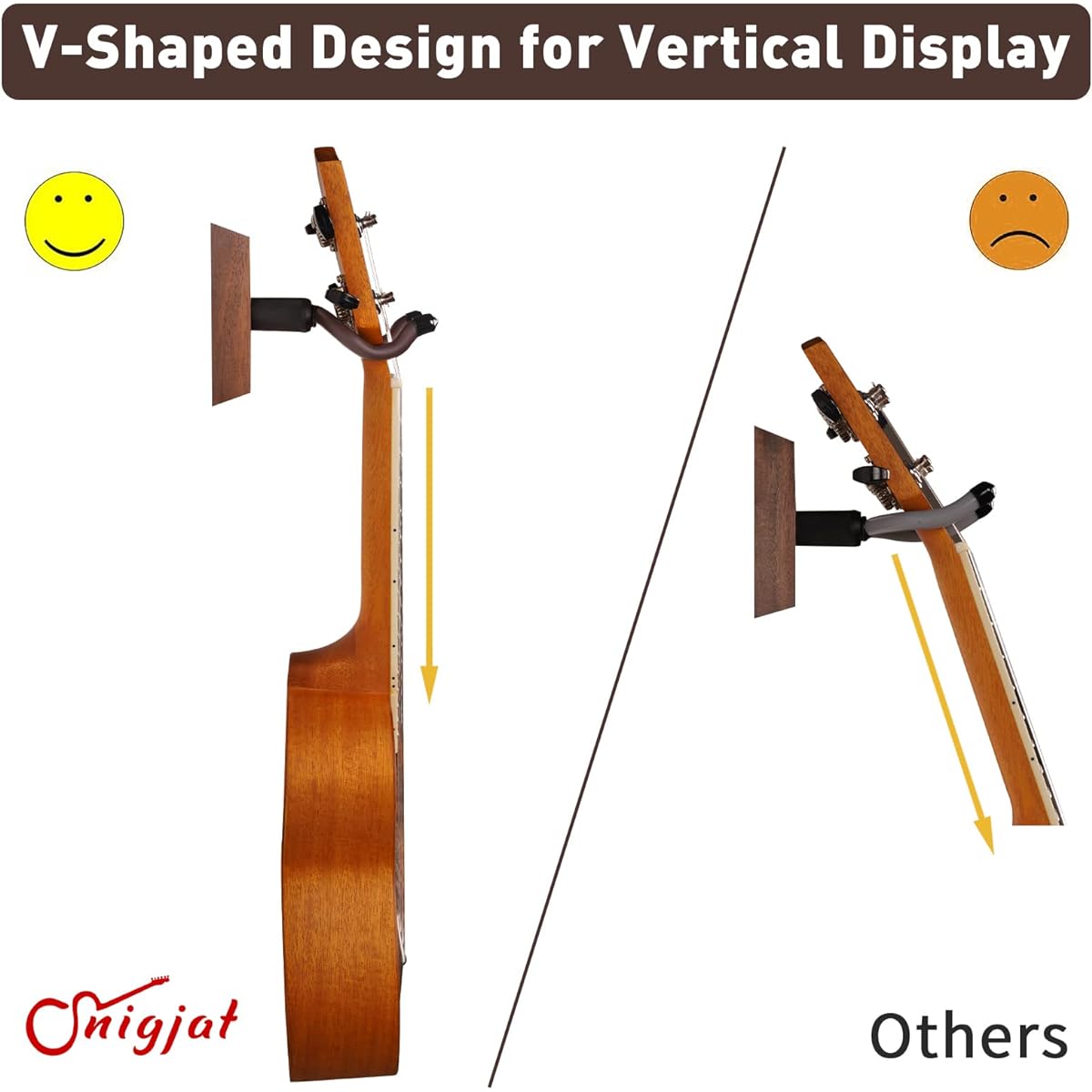 Ukulele Wall Mount, 2 Pack Ukulele Hanger for Wall Vertical Display, Hardwood Ukulele Holder with Screws, Ukulele Wall Hook for Mandolin Uke Soprano Pineapple Concert Baritone and Tenor