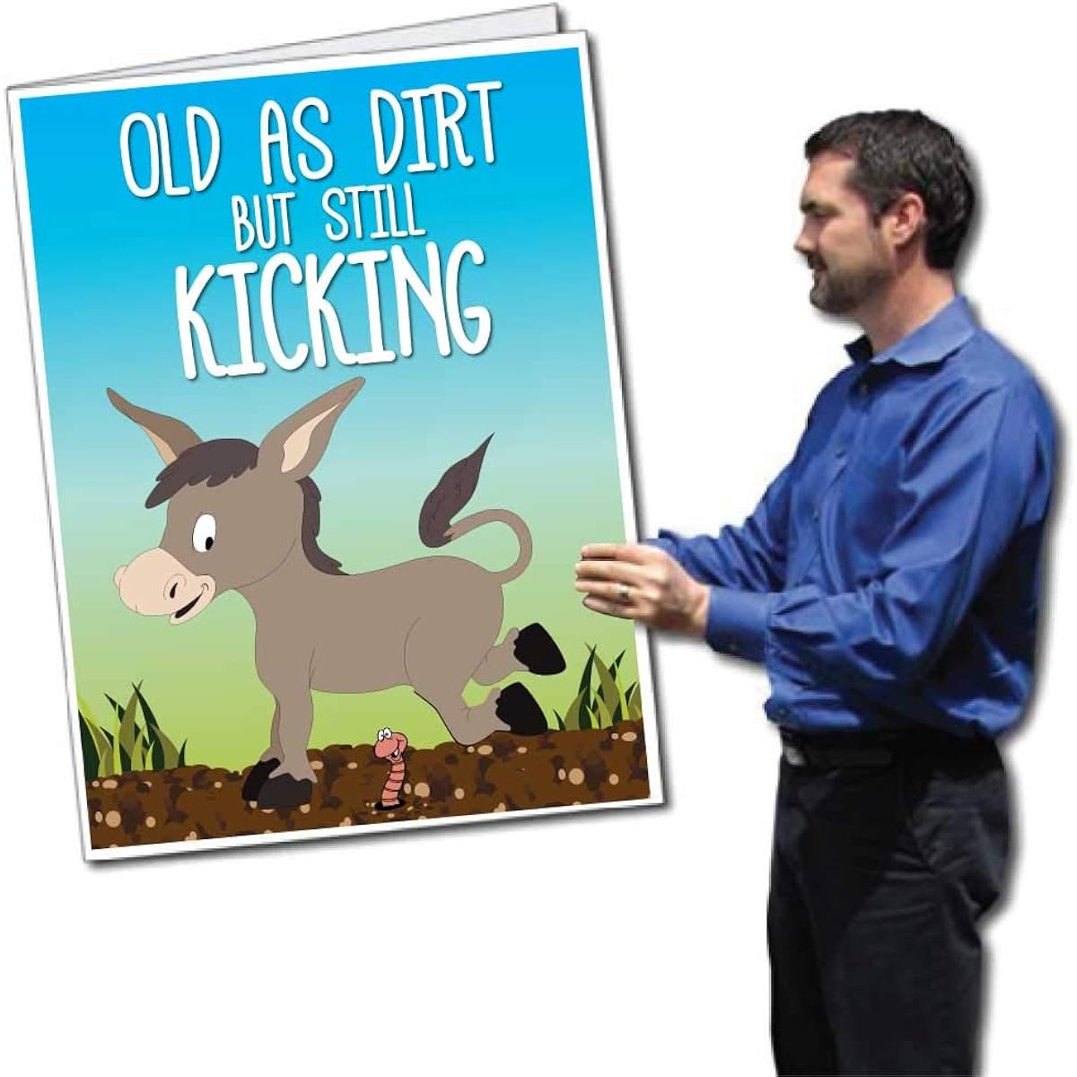 VictoryStore Jumbo Greeting Cards Large Birthday Card (Old As Dirt But Still Kicking) 2' x 3' with Envelope