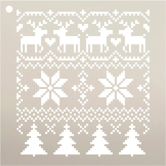 StudioR12 Christmas Sweater Pattern Stencil DIY Christmas | Apron Pillow | Seasonal Gift | Craft Winter Home Decoration | Reusable Mylar Template | Painted Wood Sign - Sizes Available 18" x 18" STCL1495_Parent