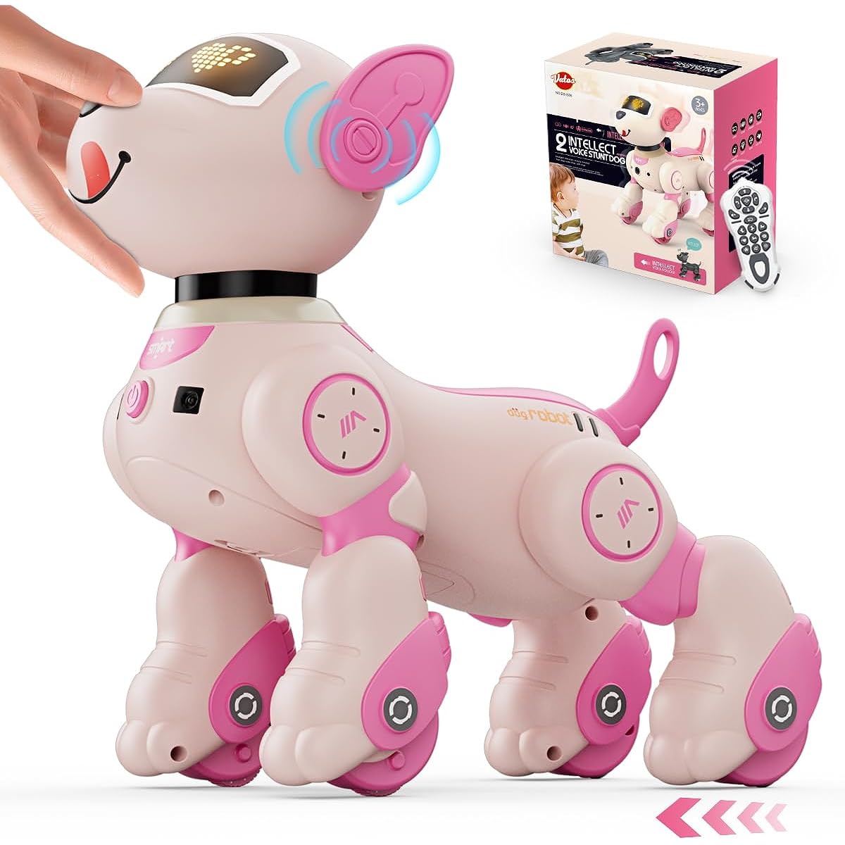 VATOS Robot Dog Toy for Kids Voice 2.4GHz Remote Control Robot Pet with Interactive Touch Sensor 20+ Responses Program Mode Robot Puppy Toy for Kids Boys Girls