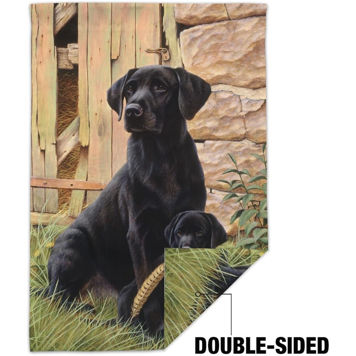Black Labrador Retriever Puppy Garden Yard Flag (Pole Not Included)
