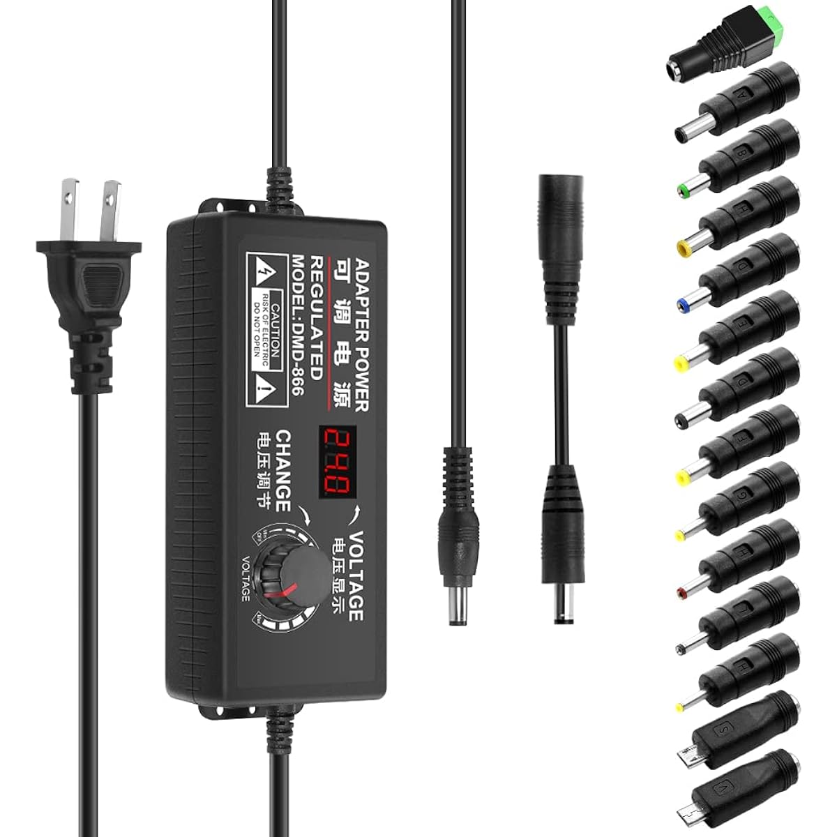 Aclorol Universal Power Supply 4V-24V 5A 120W Adjustable AC/DC Power Adapter 100-240V AC to DC 24V 19V 12V 5V 5V 9V 6V 5A 4A Multi-Voltage Variable Switching Converter with Polarity Converter & 14 Chips