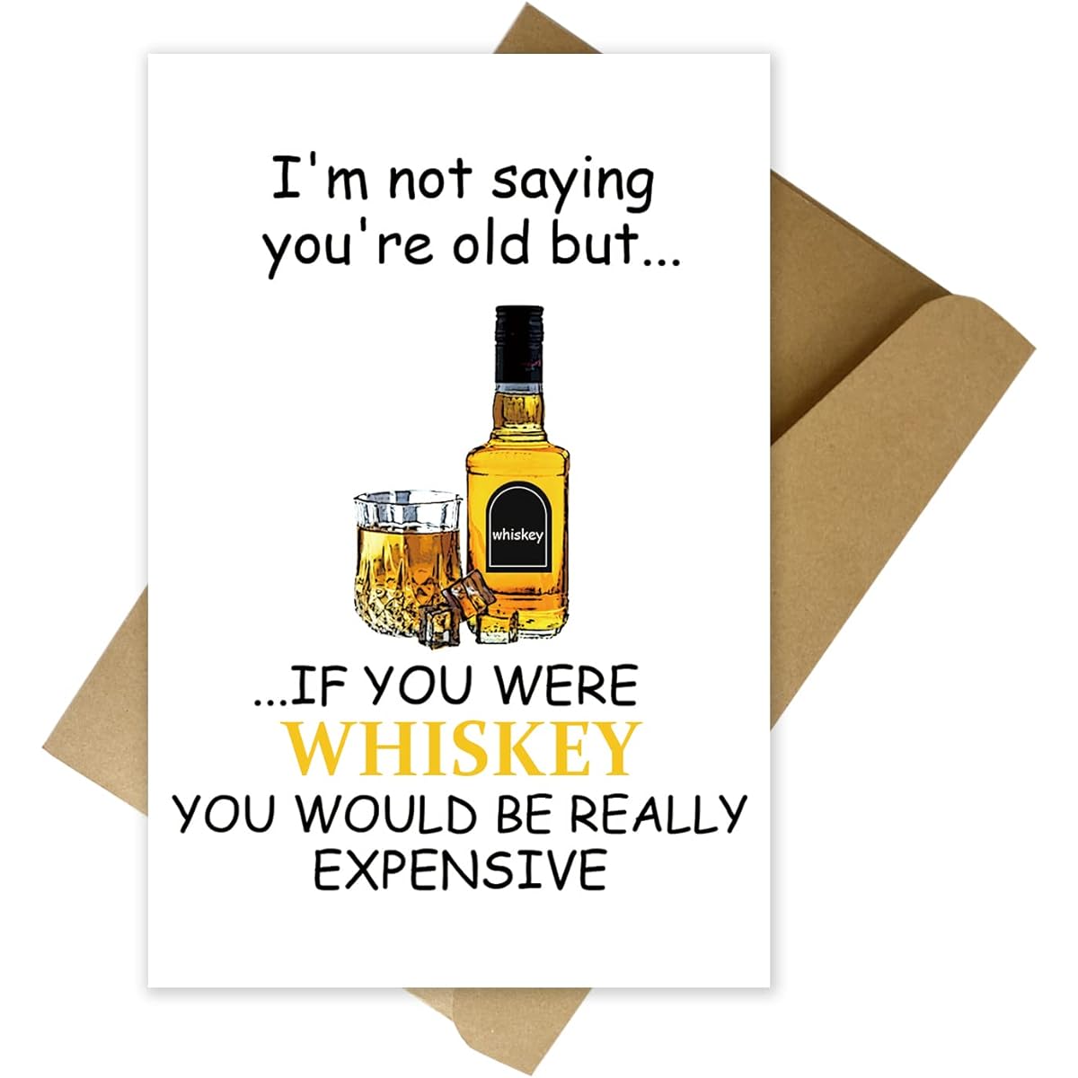LOVWORID Humorous Whiskey Birthday Cards for Men Women Husband Boyfriend Wife Happy Birthday Cards Fun Original Cards for Family Members Funny Birthday Cards for Men