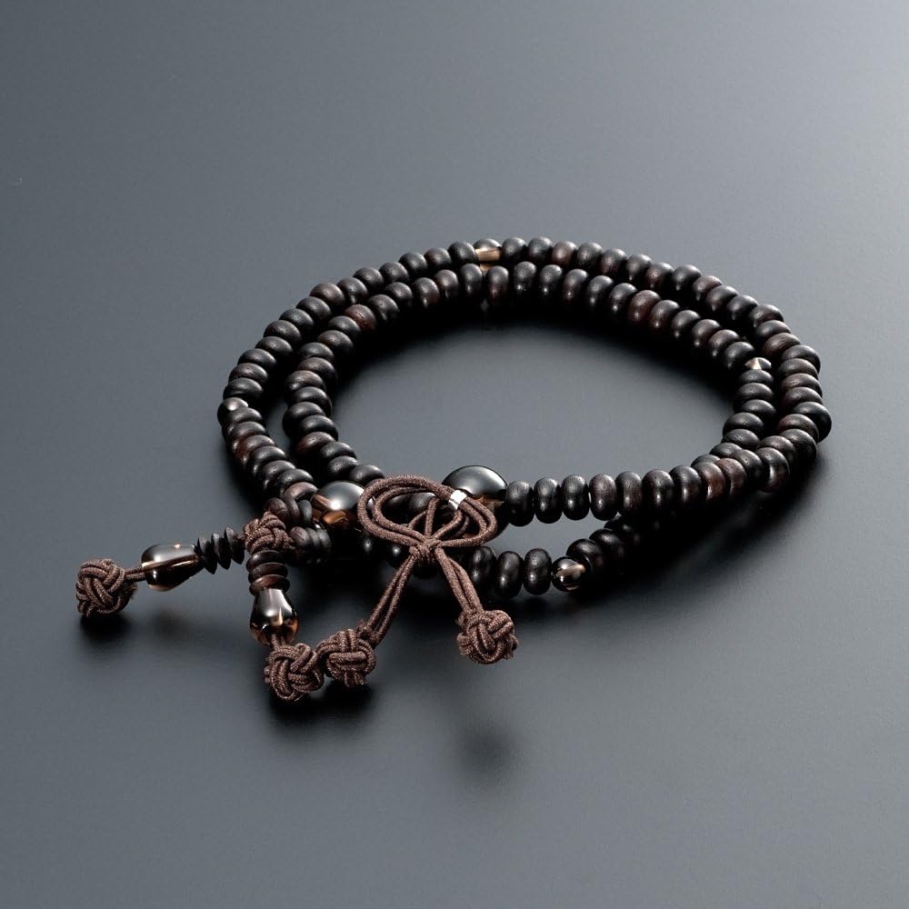 Buddhist Altar Shop Takita Shoten Specially Selected Bracelet Prayer Beads 108 Beads for Jodo Shinshu Sect, Striped Ebony (Matte), Brown Crystal Tailor ◆ Genuine (Official) Mala Bead Bracelet, Brace Prayer Beads, Bracelet Prayer Beads, Power Stones, Two