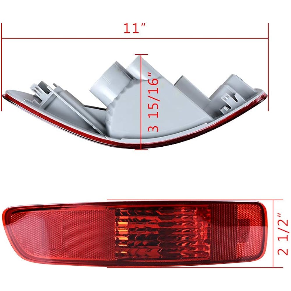 1 x Left Rear Red Tail Light Bumper Side Marker Reflector Housing Compatible with 2007-2012 Mitsubishi Outlander Peugeot 4007 Citrogram C Crosser.