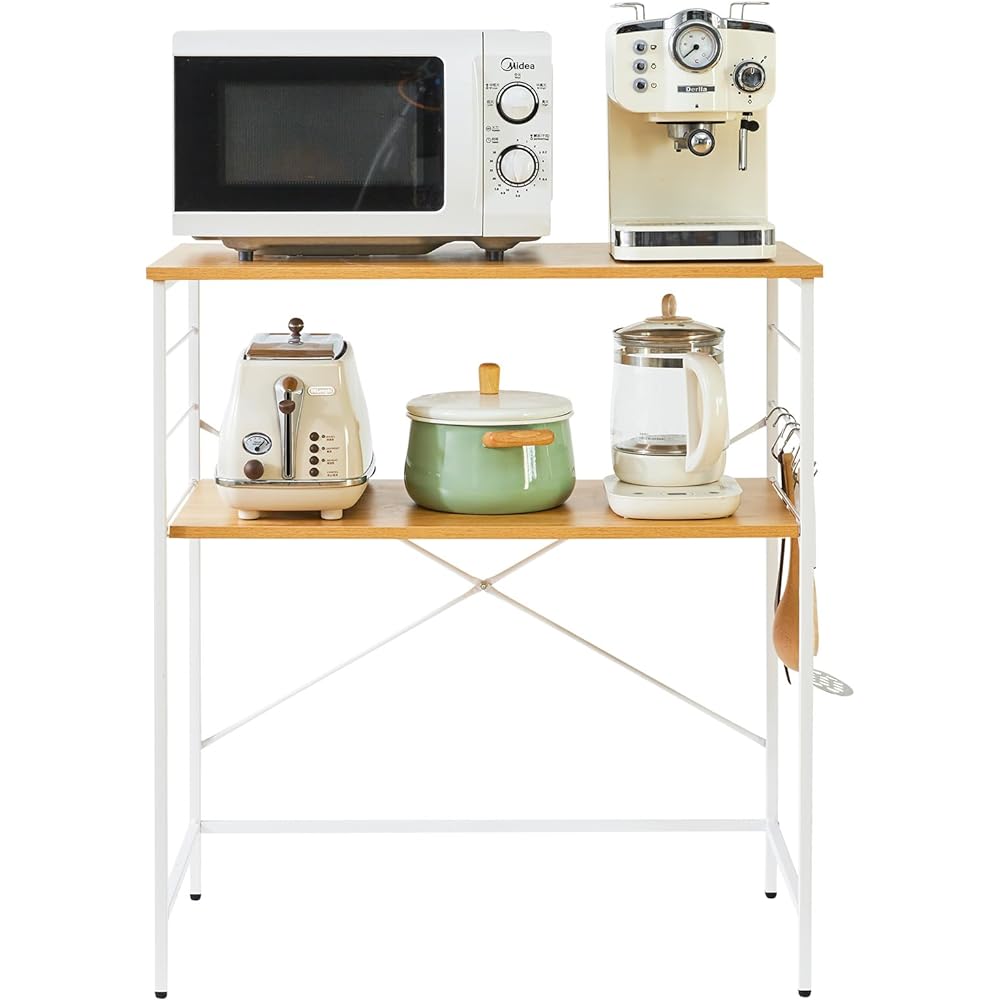 IBUYKE Kitchen Rack, Trash Can Over Rack Open Range, Range Board, Movable Shelf, Width 80 x Depth 40 x Height 87.5cm, Compatible with Large Ranges, Range Stand, Rice Cooker, Workbench, Easy Assembly, Natural TMJ027N