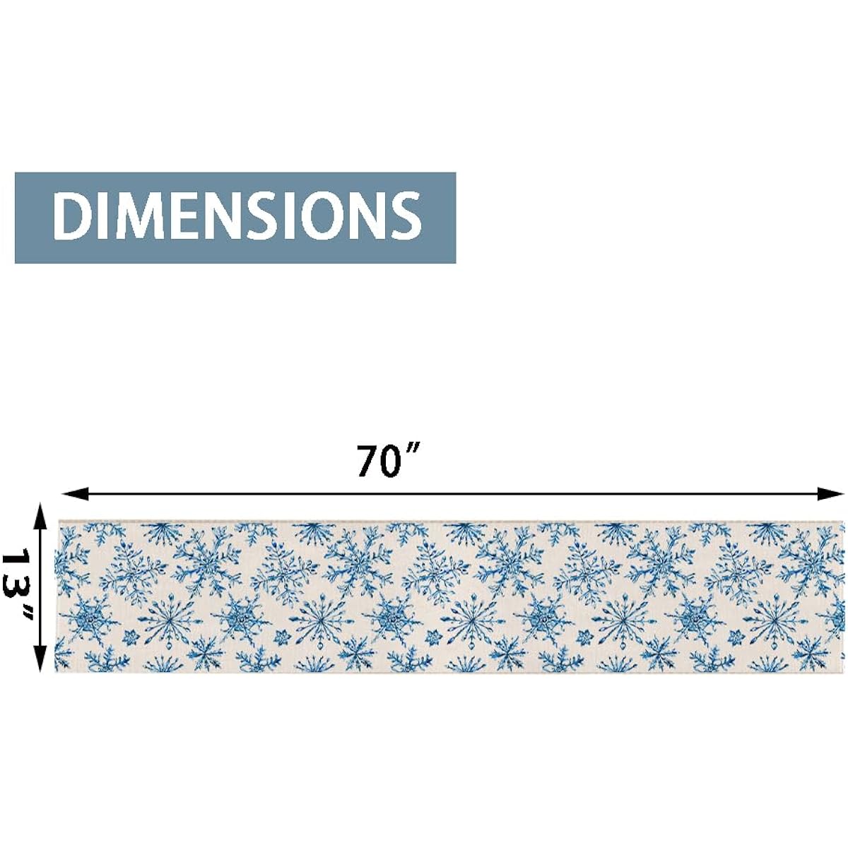 Christmas Snowflake Table Runner Seasonal Xmas Blue Snow Winter Holiday Kitchen Dining Table Decor Home Party Decor 13 x 70 Inch
