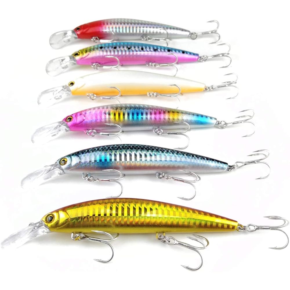Orrudo Fishing Gear 12.8cm 38g Heavy Weight Sinking Minnow B 6 Color Set qb100189
