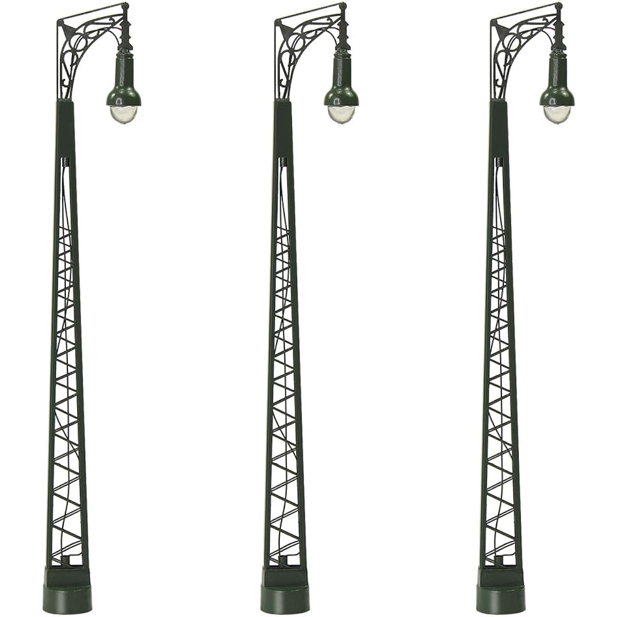LQS65 3 Piece Model Train HO Scale 1:87 Street Lamp Lattice Mast Post (HO Scale)