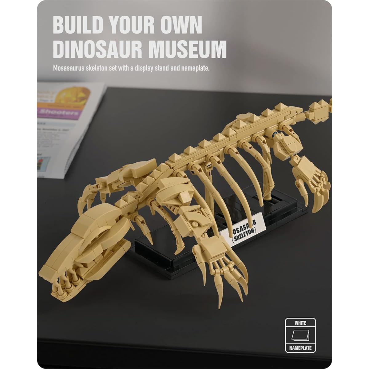 Nifeliz Mosasaurus Dinosaur Fossil Building Kit, Impressive Dinosaur Skeleton Model Decoration, Cool Dinosaur Gift Toy Set for Dinosaur Fans (498 Pieces)