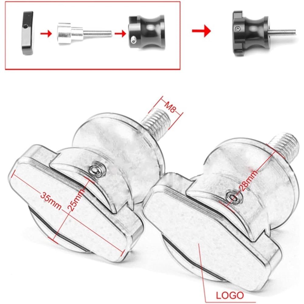 Uminino 8mm Motorcycle CNC Accessories Frame Stand Screw Swing Arm Spool Slider Change Fit Kawasaki Ninja ZX6R ZX-6R ZX600 2015-2020 Swing Arm Slider Spool (Size : 8M Blue)