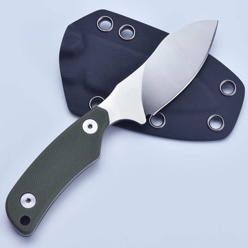 JPCRMOV Sheath Knife, Neck Knife, Survival Knife, Camping Knife, Outdoor Knife, Full Tang Construction, Sharp, Stainless Steel 440C, Climbing, Hunting, Bushcraft, Scabbard + Paracord Included