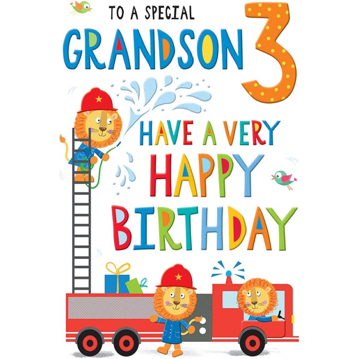Regal Publishing Little Birthday Card for 3 Year Old Grandson - 9 x 6 Inch