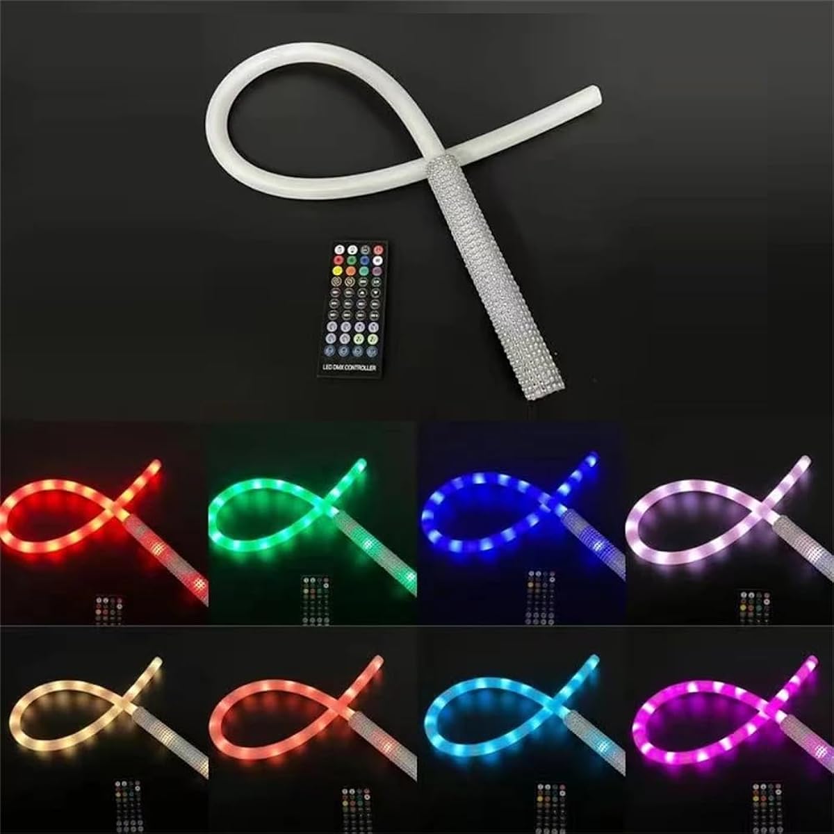 Luminous Whip Holding Voice Control Glow Whip Stage Performance Fluorescent Props Remote Control (2m-Voice Control)